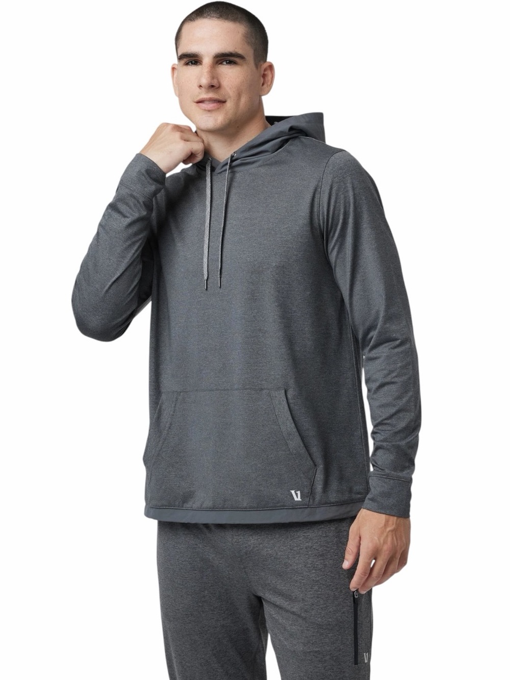 Vuori Sunday Element Hoodie Men's Gray Sweatshirt Stretch Pullover